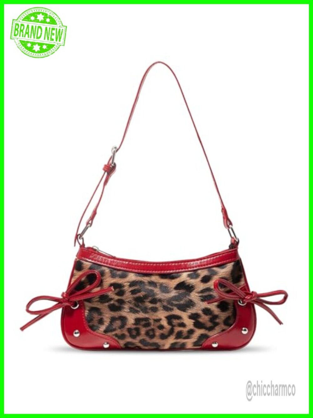 Leopard Print Vegan Leather Evening Clutch with Chain Strap Crossbody - Picture 1 of 5